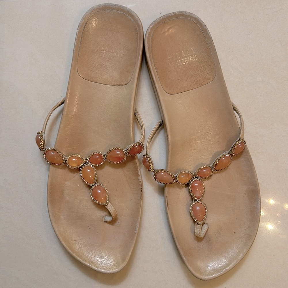Stuart Weitzman Jeweled Thongs Size 7